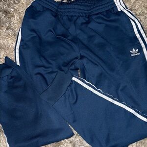 Adidas womens Dark Blue Joggers with White Stripes size Large